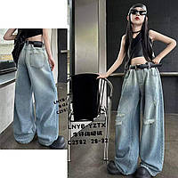 Підліткові широкі джинси для дівчинки. Блакитні. 10-14 років.