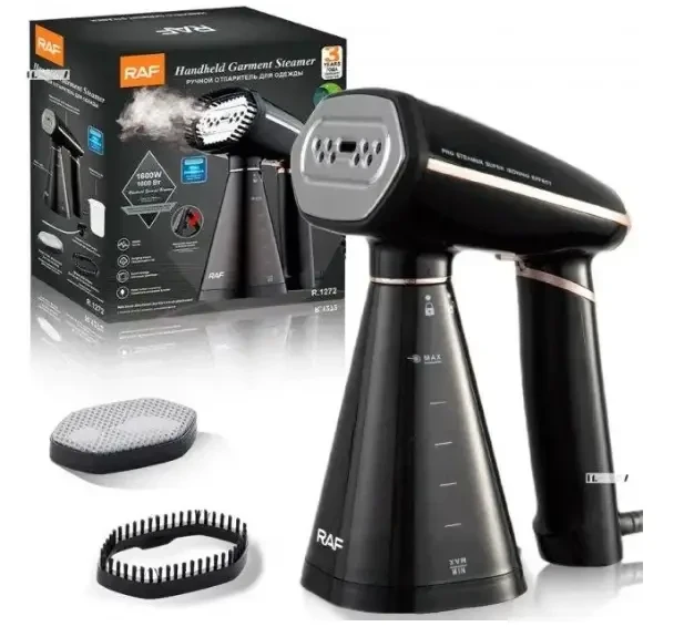 Відпарювач із двома насадками для одягу на 1600 Вт RAF R.1272 Чорний