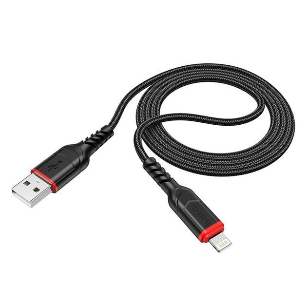 Кабель Lightning HOCO X59 2.4 A 3m (круглий, тканинний) Black, фото 1