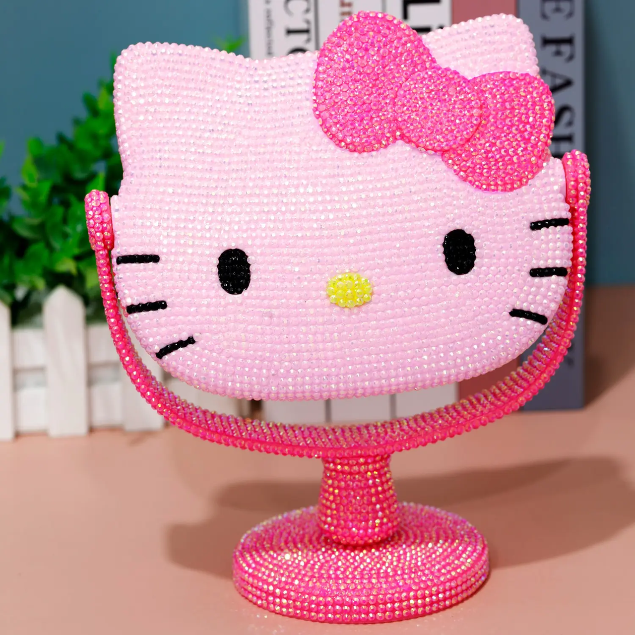 Дзеркало дитяче Hello Kitty з алмазною мозаїкою Рожеве, фото 1