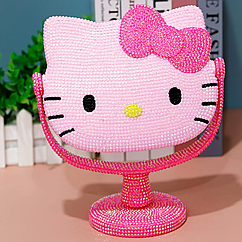 Дзеркало дитяче Hello Kitty з алмазною мозаїкою Рожеве