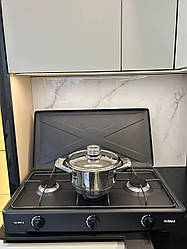 Настільна газова плита Nurgaz на 3 конфорки з кришкою (Турція)