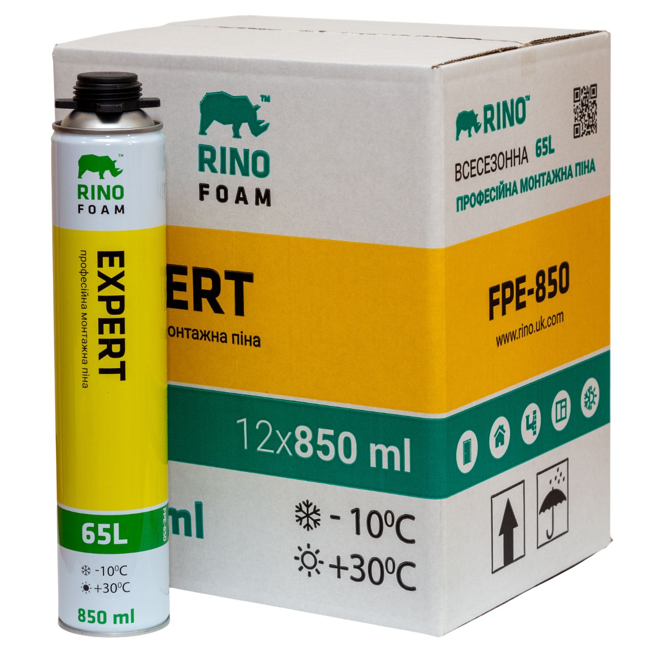 Ящик 12шт/850мл монтажної піни Rino Professional Expert FPE-850
