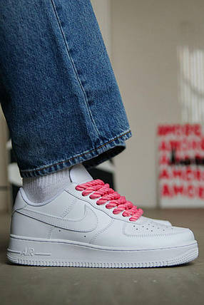Кросівки Nike Air Force 1 Rope Laces Low White Pink / Найк Аїр Форс 1 Роуп Лейсіз Низькі Білі з Рожевим, фото 1