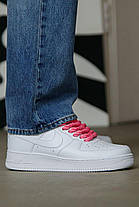 Кросівки Nike Air Force 1 Rope Laces Low White Pink / Найк Аїр Форс 1 Роуп Лейсіз Низькі Білі з Рожевим, фото 3
