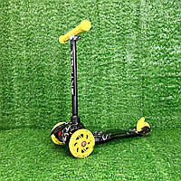 Самокат триколісний Skyper MINI колеса PU 120мм на 2-4 роки Жовто-чорний з принтом (112-70899)