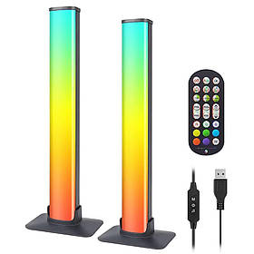 Світлодіодні LED лампи RIAS Ambiance Light Bar RGB Bluetooth 25см 2 шт з пультом дистанційного керування (3_06008)