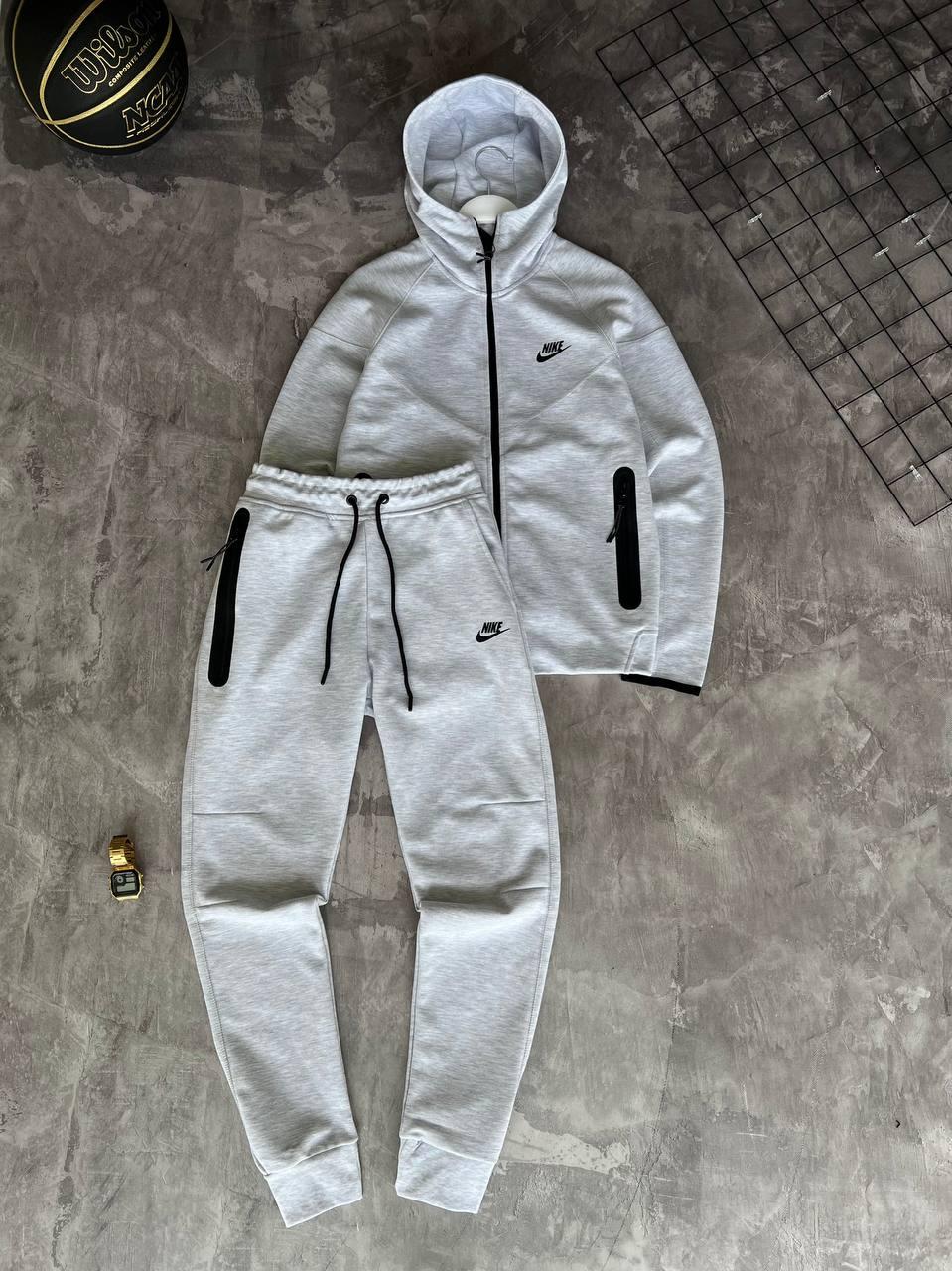 Костюм спортивний чоловічий сірий весна-осінь з капюшоном Nike (Найк)