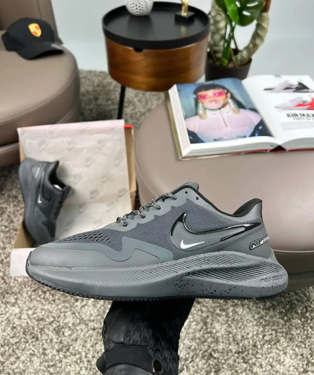 Чоловічі кросівки Nike Air Zoom Winflo 8 Shield Dark Grey Space, кеди Найк текстиль нейлон сірі. Чоловіче взуття, фото 1