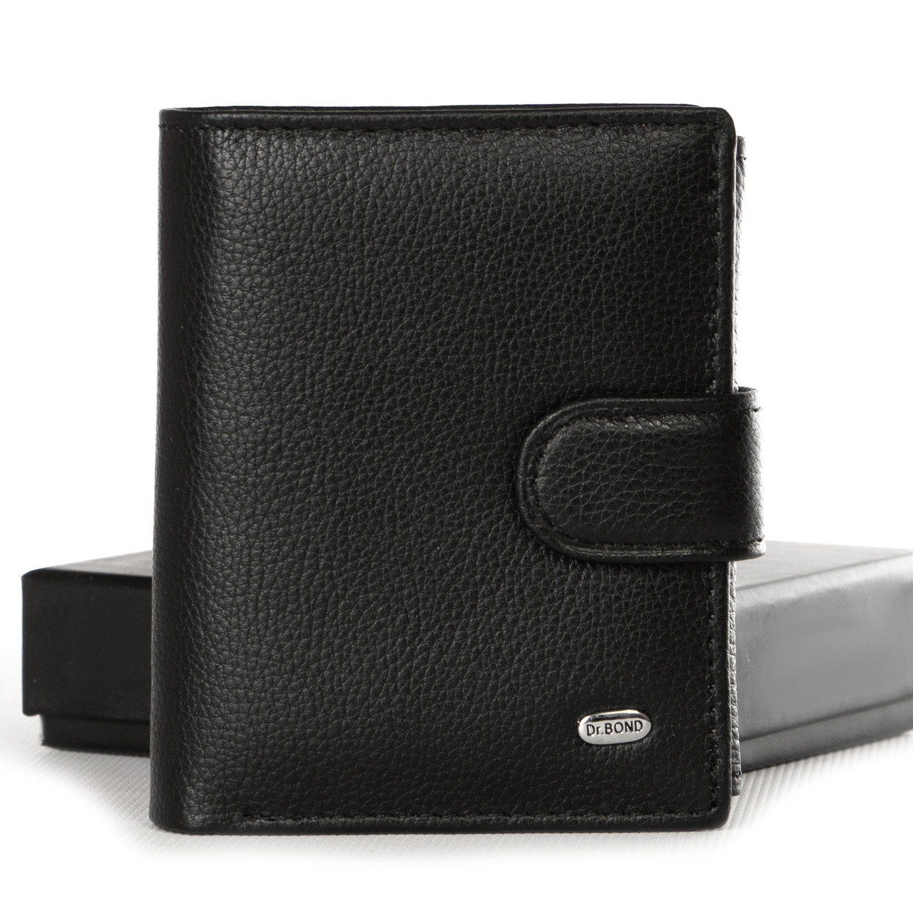 Чоловіче шкіряне портмоне DR. BOND M3748 black.Купити чоловічі гаманці гуртом і в роздріб в Україні., фото 1