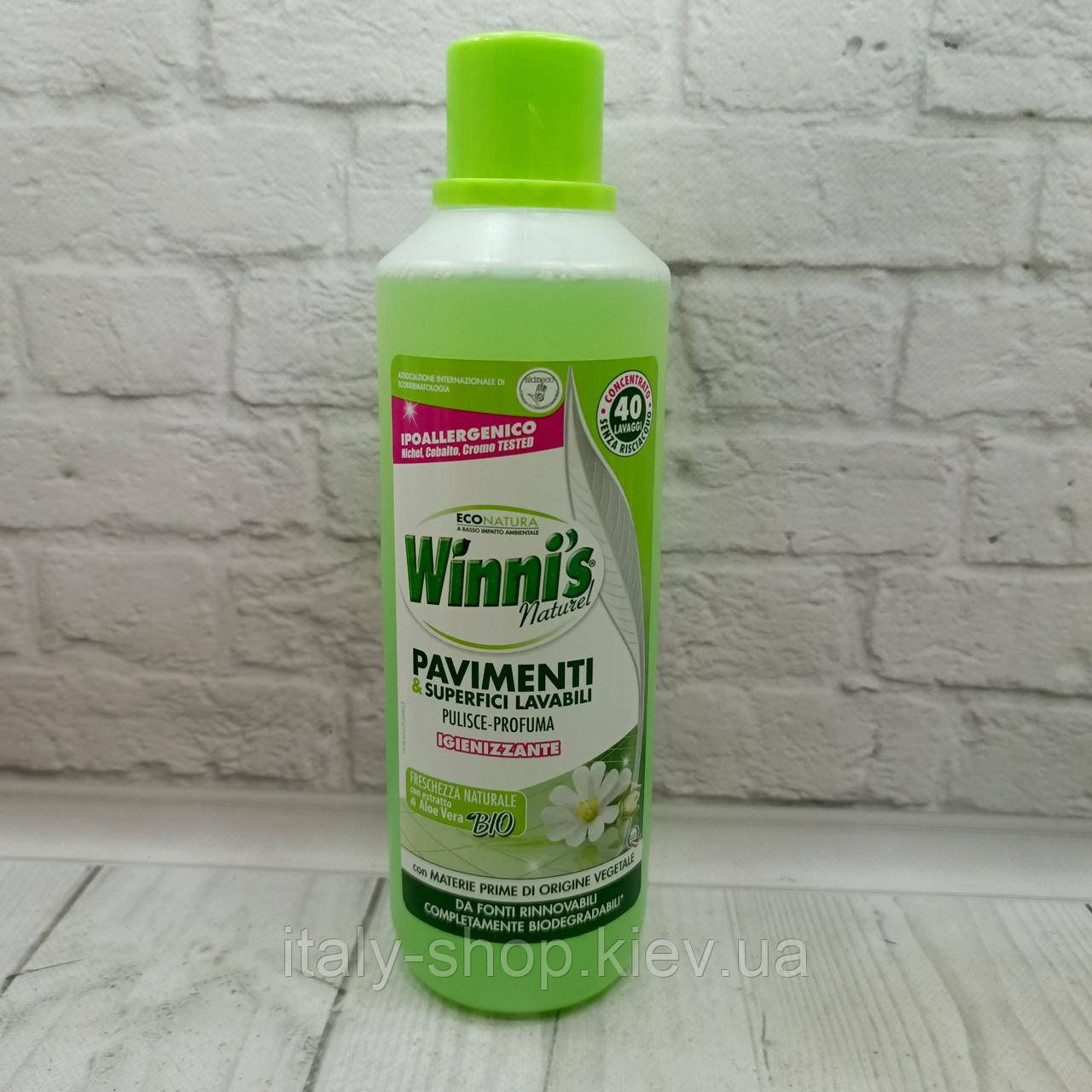 Еко-засіб для миття підлоги Winni's Pavimenti e Superfici Lavabili з алое вера 1 л на 40 разів Італія