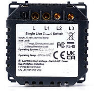 Сенсорний вимикач 1DAL | Скляний Сірий, 3 сенсори, Без Нейтралі (G86D-SW3G.SL.GR), фото 5