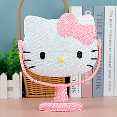 Дзеркало дитяче Hello Kitty з алмазною мозаїкою Світло-рожеве