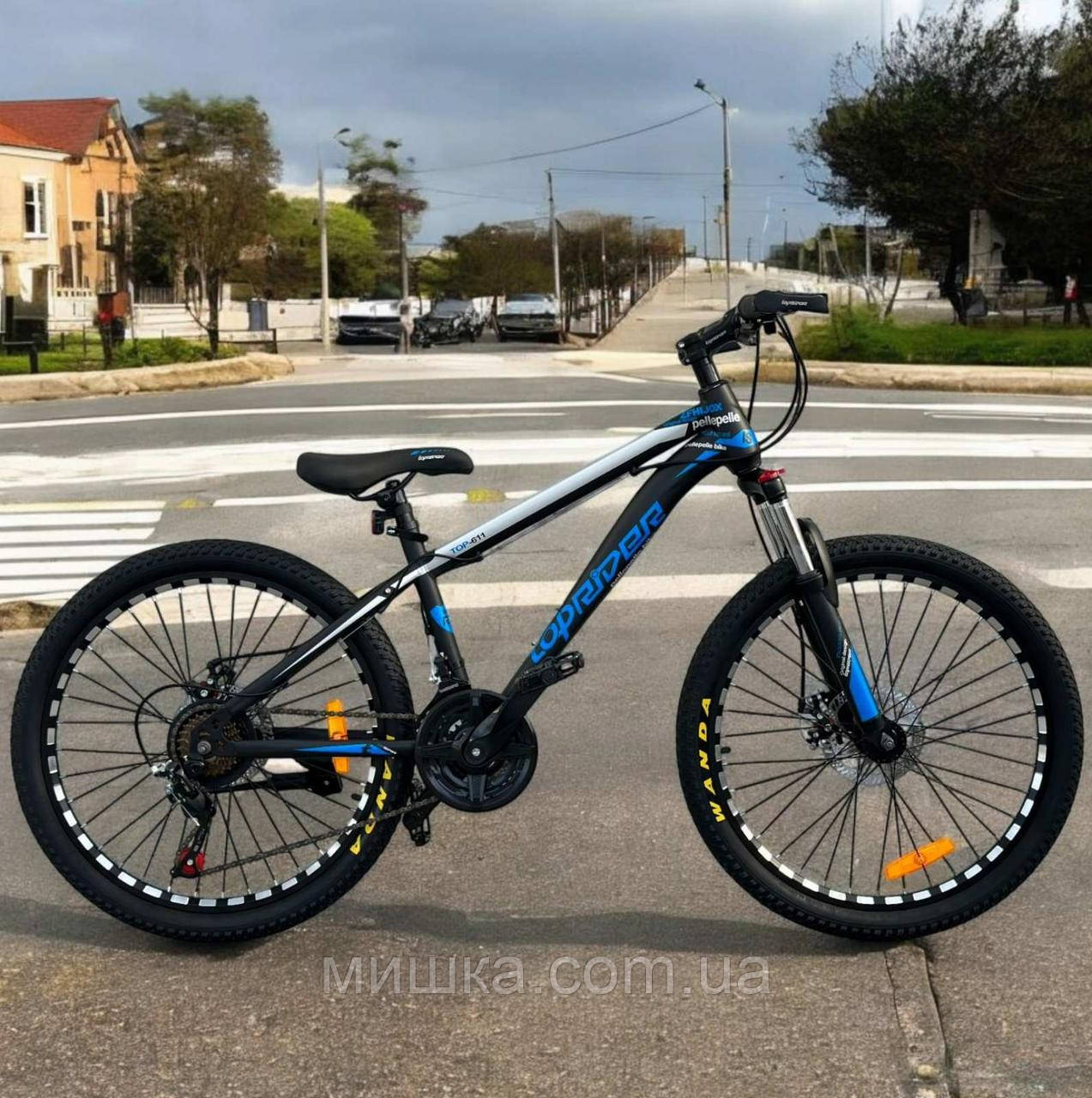 Велосипед підлітковий, колеса 24" гірський, рама 14", TopRider-611, синій, фото 1