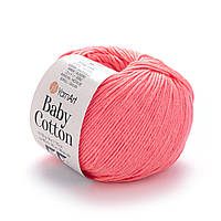 YarnArt BABY COTTON (Бейбі Котон) № 424 кораловий (Пряжа напівбавовна, нитки для в'язання)