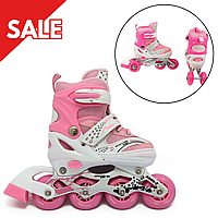 Розсувні ролики для дівчинки 34-38 MARATON OSCAR M Дитячі роликові ковзани з регулюванням розміру Для дітей від 3 років Рожевий