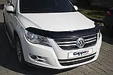 Дефлектор капота вітровик мухобійка кріплення EUROCAP на Фольксваген Тігуан Volkswagen Tiguan 2007-2016 чорний, фото 5