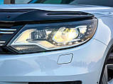 Дефлектор капота вітровик мухобійка кріплення EUROCAP на Фольксваген Тігуан Volkswagen Tiguan 2007-2016 чорний, фото 9