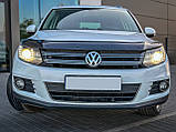 Дефлектор капота вітровик мухобійка кріплення EUROCAP на Фольксваген Тігуан Volkswagen Tiguan 2007-2016 чорний, фото 8