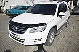 Дефлектор капота вітровик мухобійка кріплення EUROCAP на Фольксваген Тігуан Volkswagen Tiguan 2007-2016 чорний, фото 7