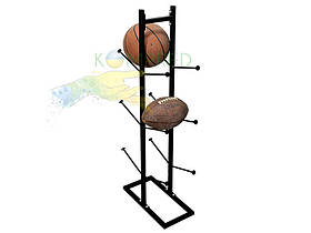 Стійка-стенд вертикальна металева для зберігання м'ячів 400х100х1100 мм чорна Kompred OL816