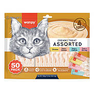 Рідкі ласощі для котів Wanpy Creamy Treat Assorted 4 смаки мікс 14гх50шт (RAC-MIX), фото 2