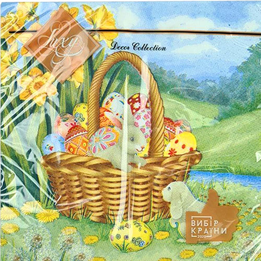 Серветка ЗЗхЗЗ см великодня тришарова паперова Luxy 15 шт "Великодній кошик"