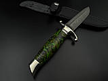 Бойовий ніж ручної роботи «Фінка #18» зі шкіряними піхвами нескладний N690/61 HRC., фото 5