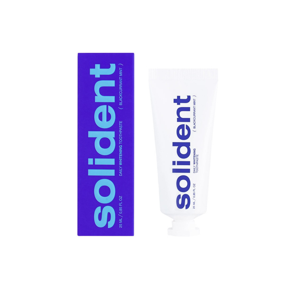 Щоденна відбілювальна зубна паста Solident Blackcurrant mint / смородина-м'ята, 25 ml, фото 1