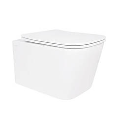 Унітаз підвісний Crow Rimless 485х340х330 мм, White, з сидінням Slim Duroplast/ Soft-close/ Quick Release QT05335171RW Qtap