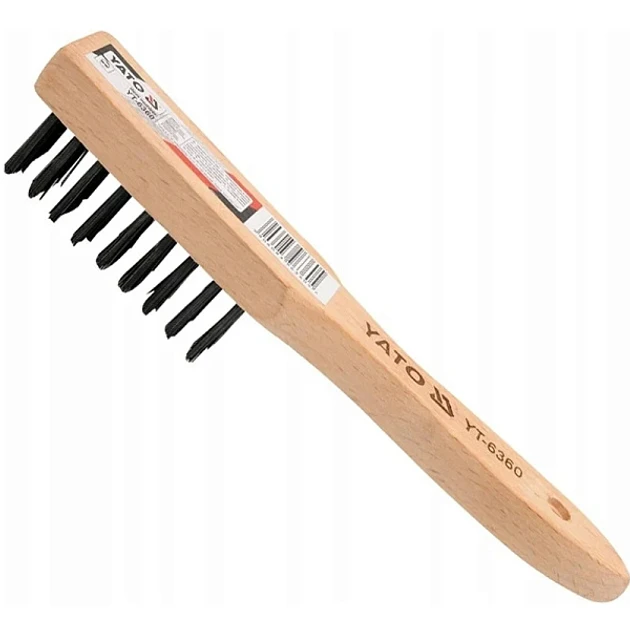 Щітка для металу 6-рядна сталева дерев'яна ручка YATO YT-6360