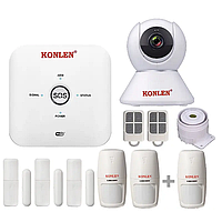 Сигналізація Wi-Fi GSM KONLEN TUYA MAXI, повний комплект для дому та офісу + WiFi 1080p камера. Подвійний захист!