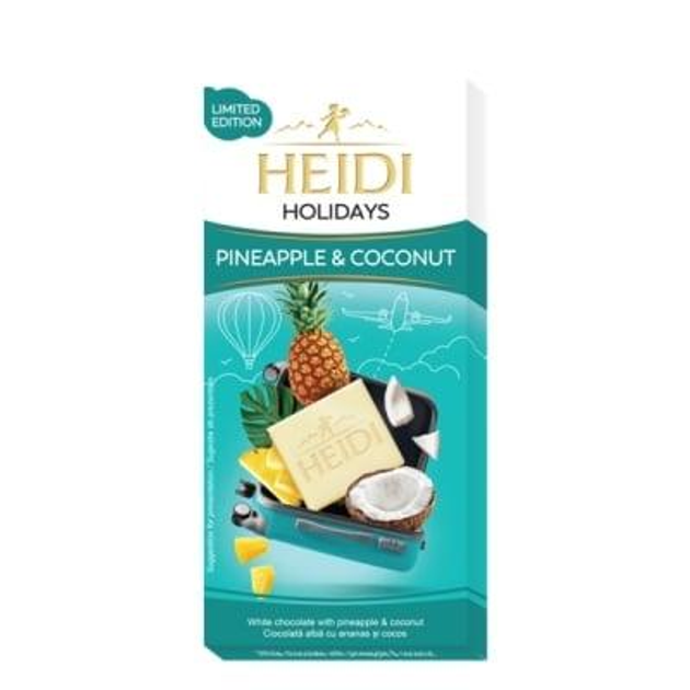 Шоколад білий Heidi ананас і кокос 80 г, фото 1