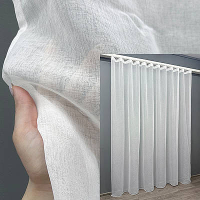 Готова тюль (2х2,7м.), мікро-льон однотонний. Колір білий. Код 1276т 43-136