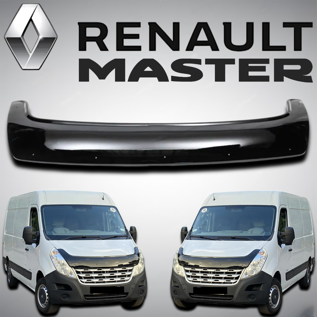 Дефлектор капота вітровик мухобійка кріплення EUROCAP для Рено Майстер Renault Master 2011-2023 г чорний