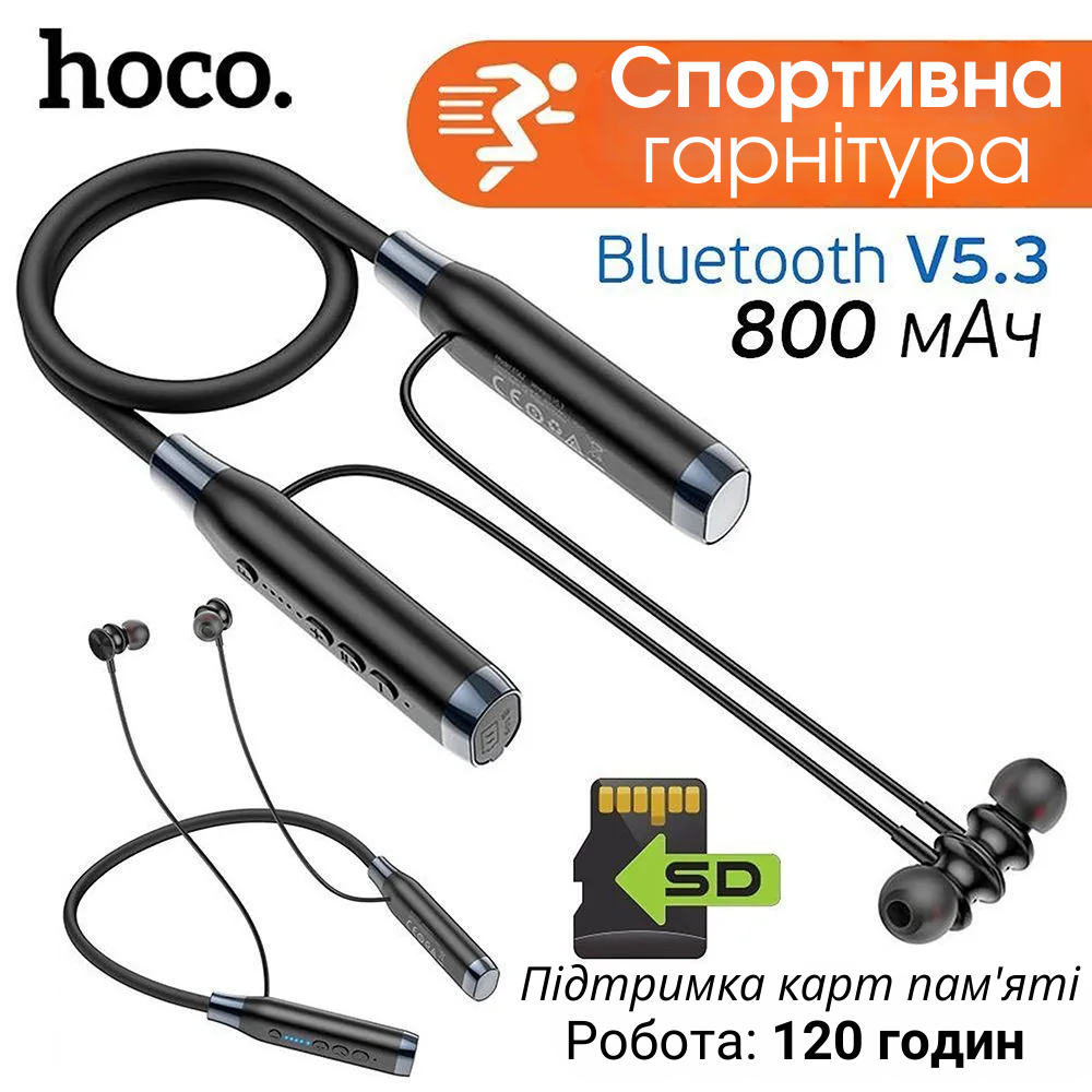 Спортивні навушники Bluetooth вакуумні з мікрофоном Блютуз навушники зі слотом для карти пам'яті Borofone