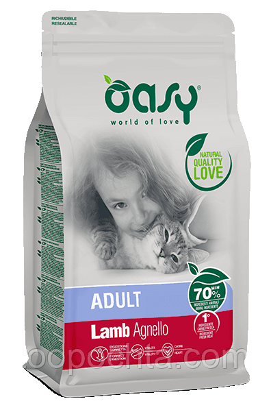 Сухий корм для кішок OASY LIFESTAGE Adult ягня 300 гр, фото 1
