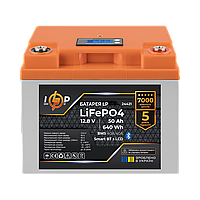 Акумулятор LP LiFePO4 12,8V - 50 Ah (640Wh) (BMS 40A/40А) пластик LCD Smart BT