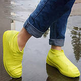 Багаторазові бахіли-чохли L (41-45 розмір) для взуття силіконові від води та бруду. Колір: жовтий EX-21, фото 9