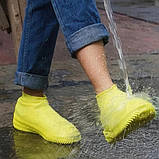 Багаторазові бахіли-чохли L (41-45 розмір) для взуття силіконові від води та бруду. Колір: жовтий EX-21, фото 5