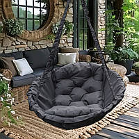 Гойдалка 250 кг підвісна 100 см для дому гамак Кокон крісло дорослих дитяча для дому сірий із подушкою для саду