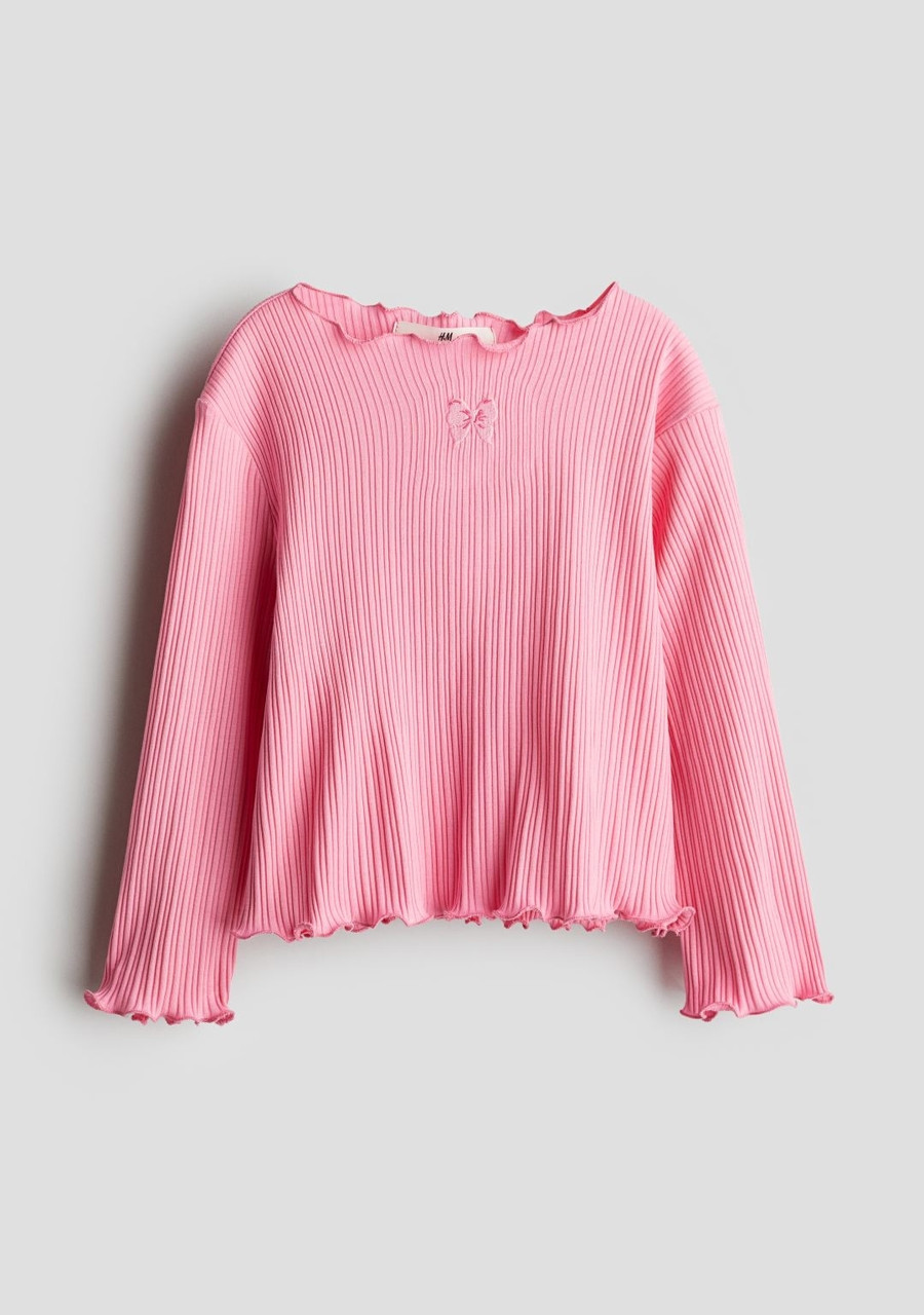 Реглан бавовняний з оверлоком рожевий Бант H&M 92,  122/128, 134/140см