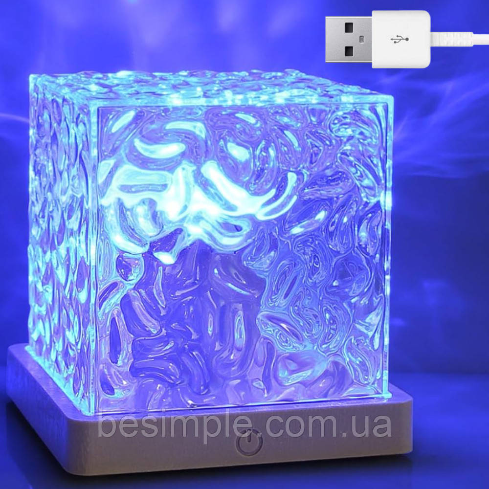 Настільна лампа з ефектом водяної хвилі, від USB / Світлодіодний нічник / Світильник - лампа, фото 1