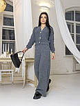 Жіночий в'язаний прогулянковий костюм з кофтою на ґудзиках і штанами палаццо трикотажний комплект (42-46), фото 3