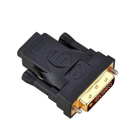 Адаптер DVI-I (24+5) - HDMI, тато-мама, перехідник, позолочений, фото 1