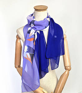 Шарф шифоновий тонкий легкий Лілія синій/фіолетовий
