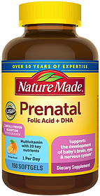 Вітаміни для Вагітних Nature Made Prenatal Folic Acid+DHA 150 м'яких капсул