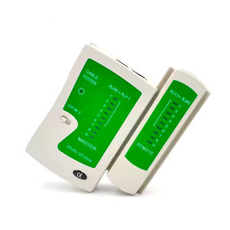 Тестер мережі, телефонного кабелю, RJ45 RJ11 зелений, фото 1