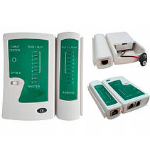 Тестер мережі, телефонного кабелю, RJ45 RJ11 зелений, фото 5