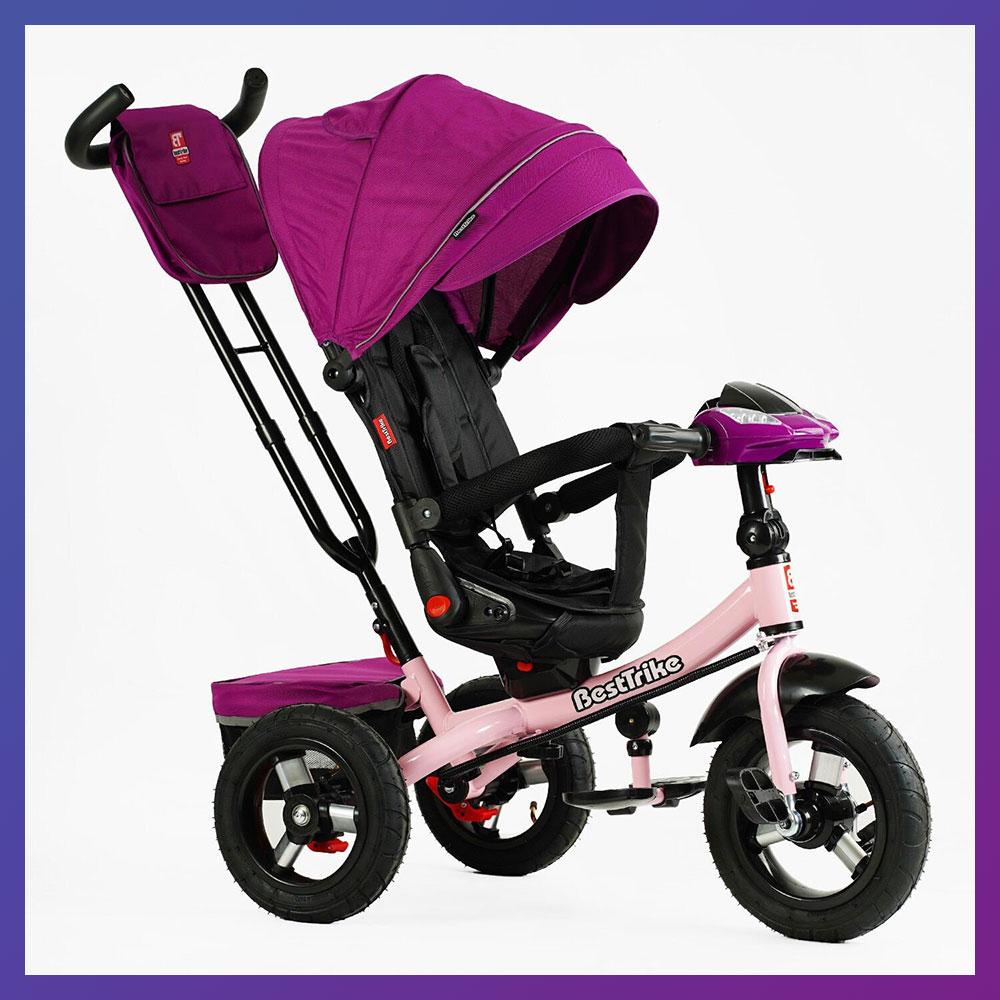 Дитячий триколісний велосипед коляска з пультом і поворотним сидінням Best Trike 6088 F-736-07 Фіолетовий